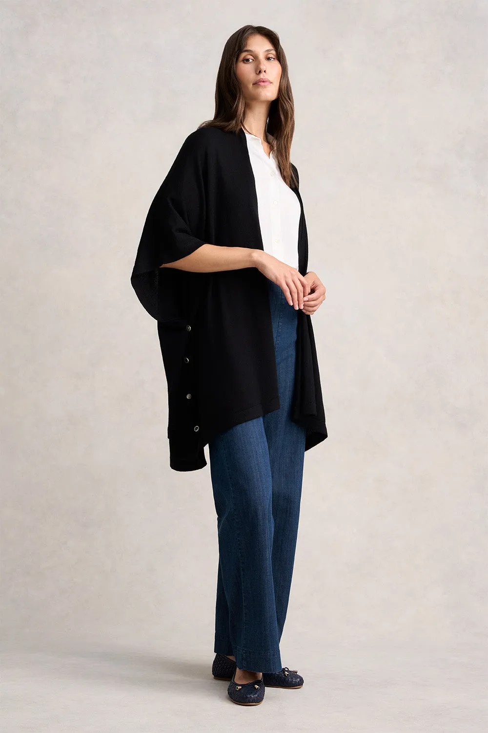 Black Merino Button Wrap