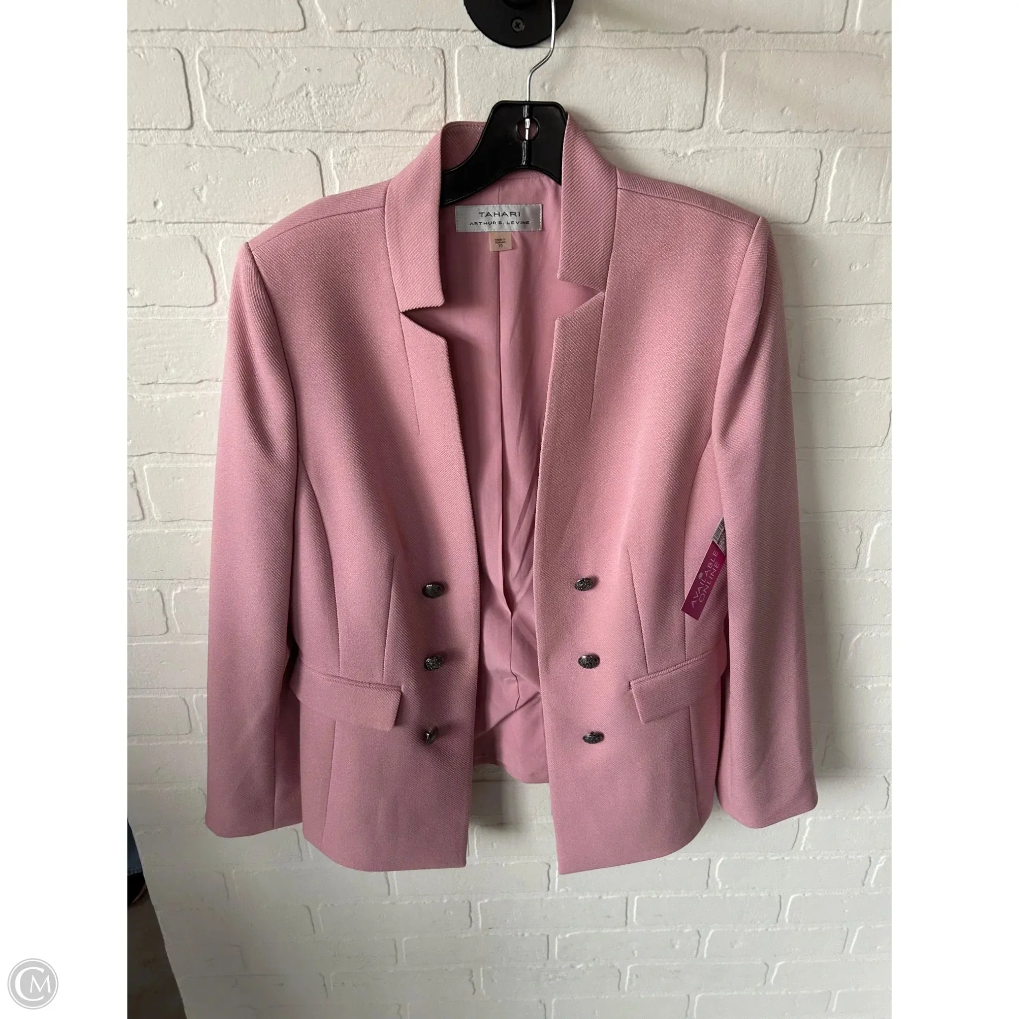 Blazer By Tahari By Arthur Levine In Pink & Silver, Size: M