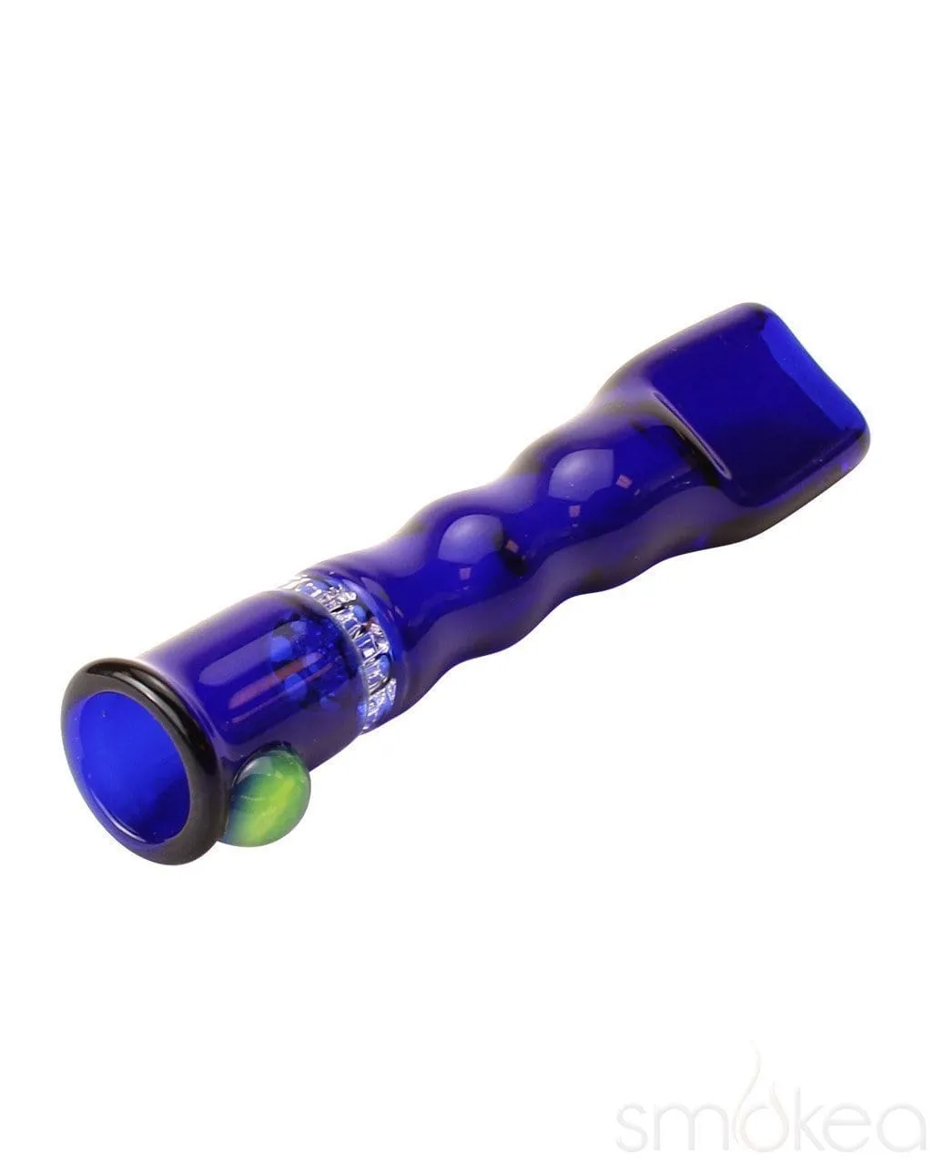 Blazing Blue Glass Honeycomb Screen Chillum Pipe