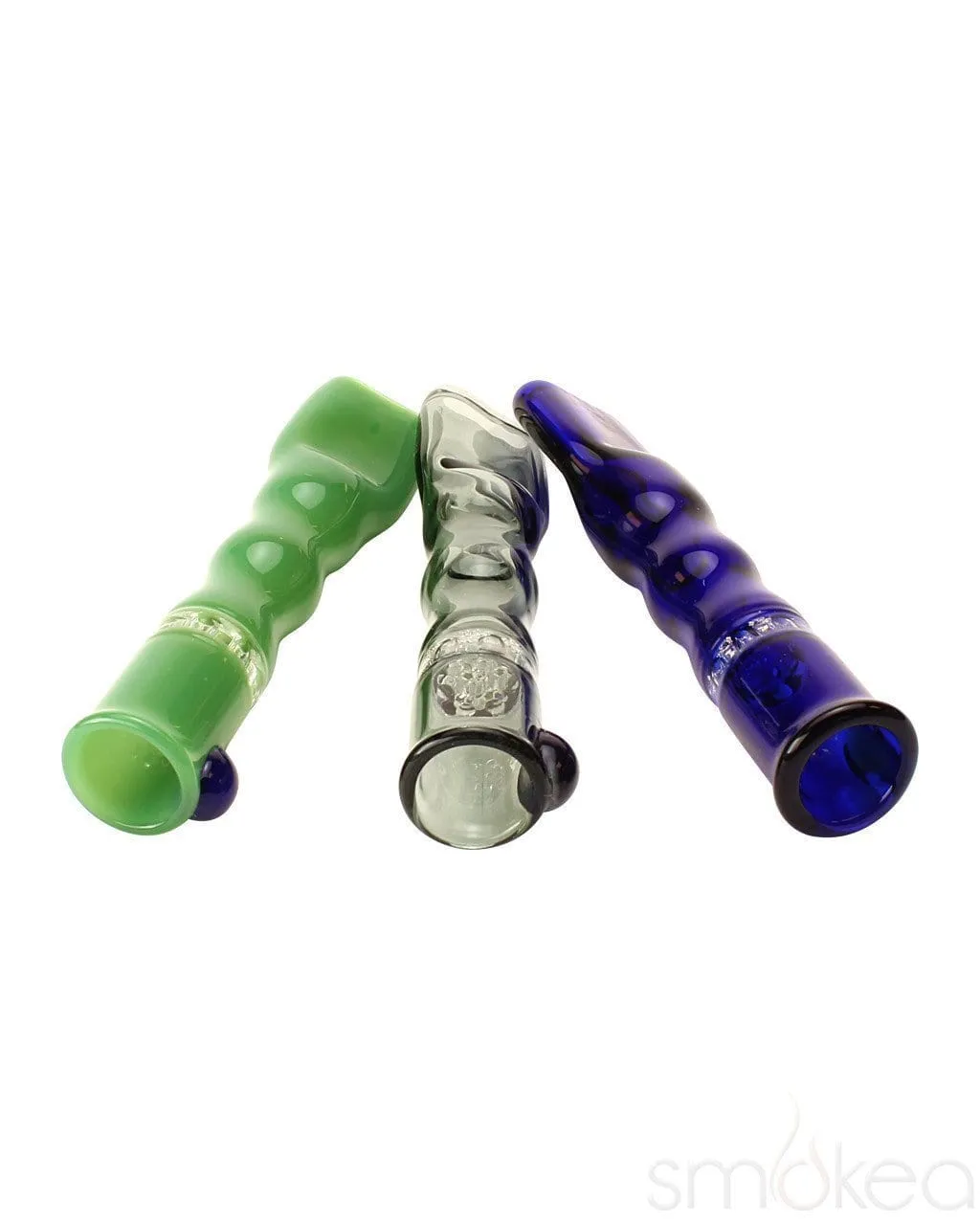 Blazing Blue Glass Honeycomb Screen Chillum Pipe