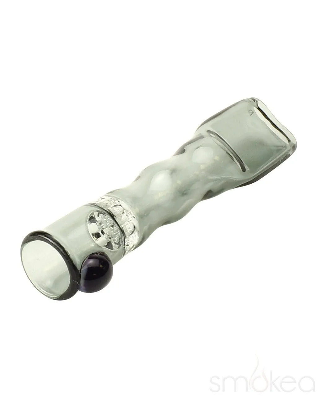 Blazing Blue Glass Honeycomb Screen Chillum Pipe