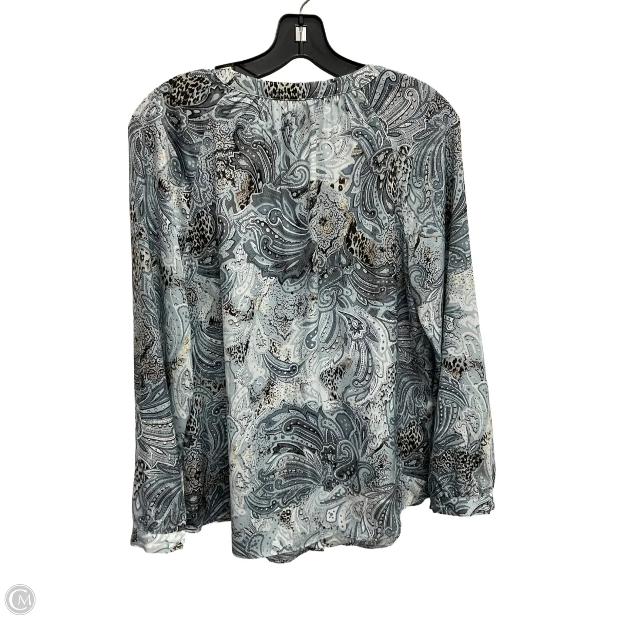 Blouse Long Sleeve By Chicos In Paisley Print, Size: S