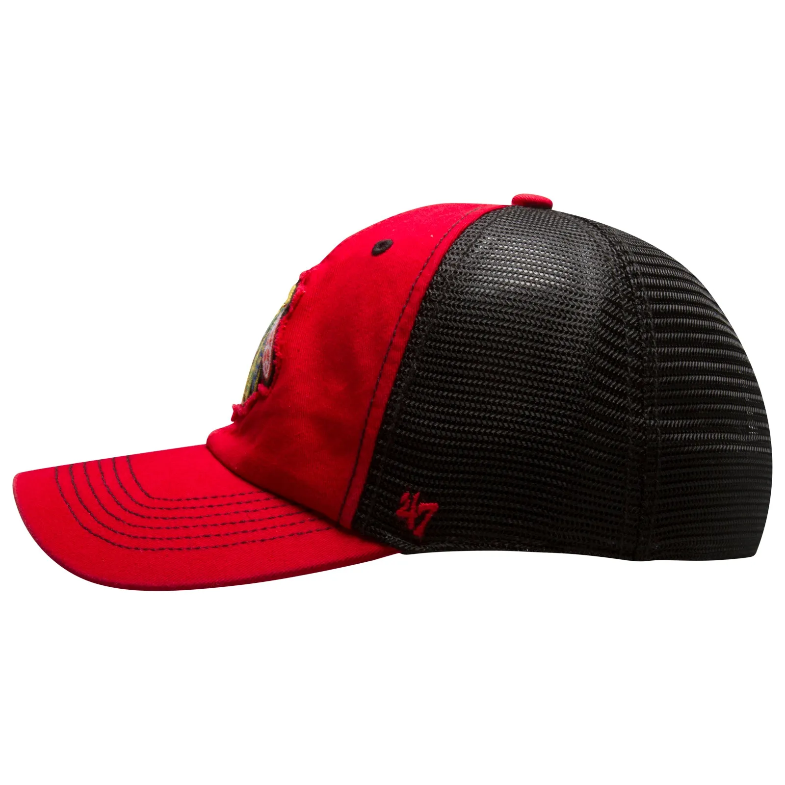 Chicago Blackhawks Red and Black Primary Logo Mesh Back Flex Fit Hat