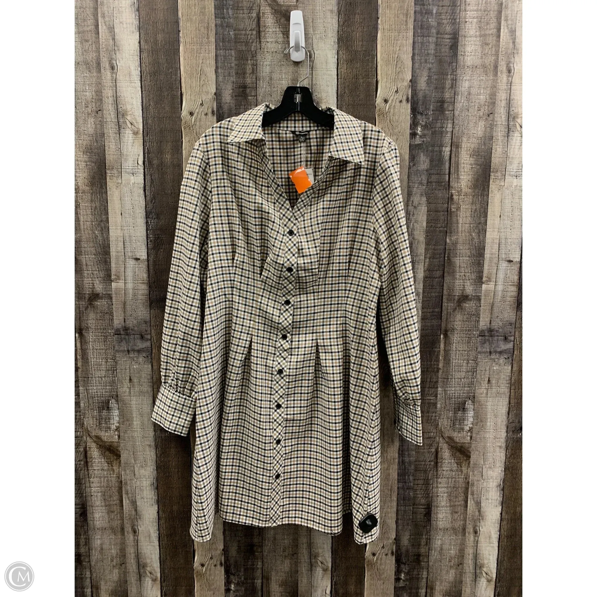 Dress Casual Midi By Versona In Plaid Pattern, Size: L