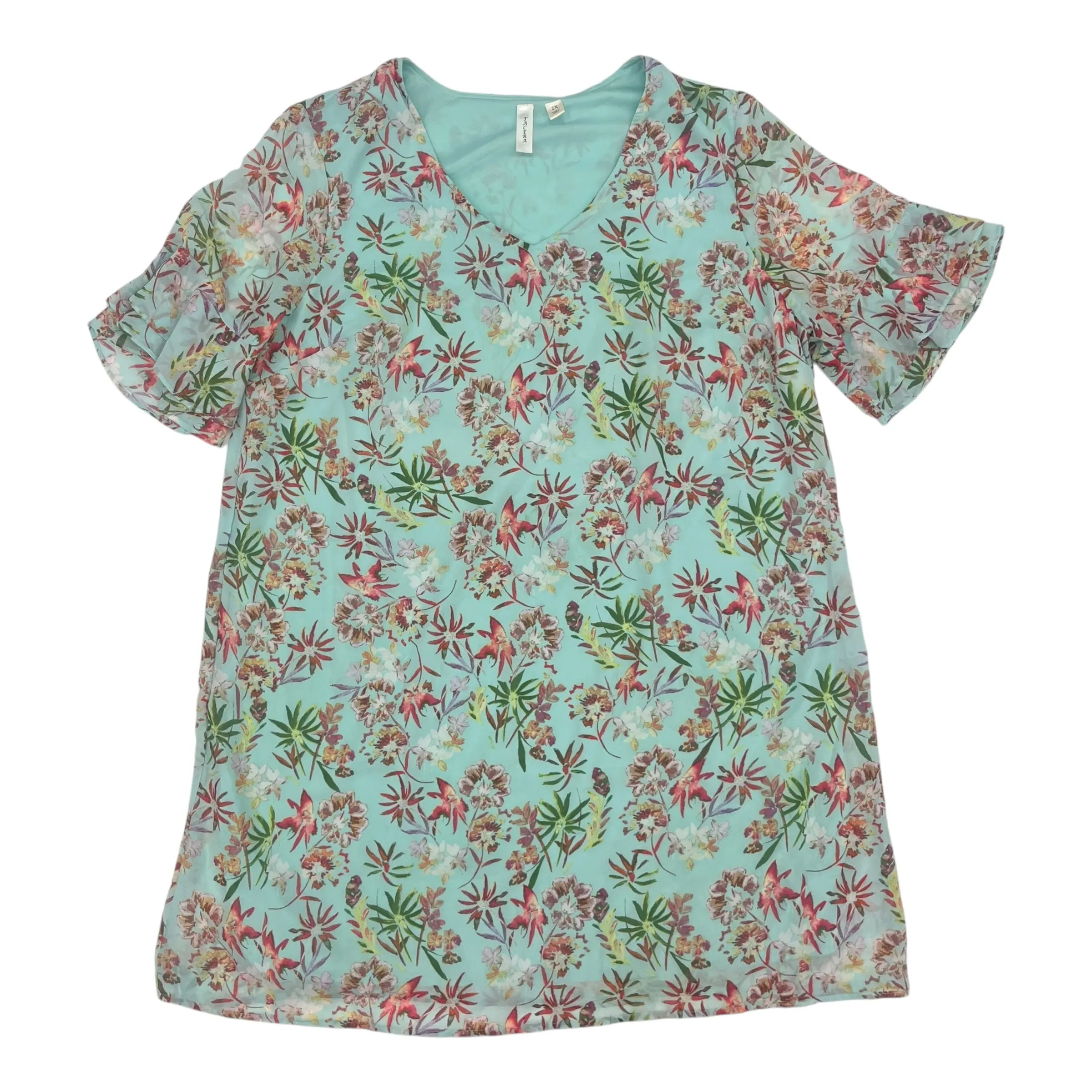 Dress Casual Short By Tacera In Floral Print, Size:2X