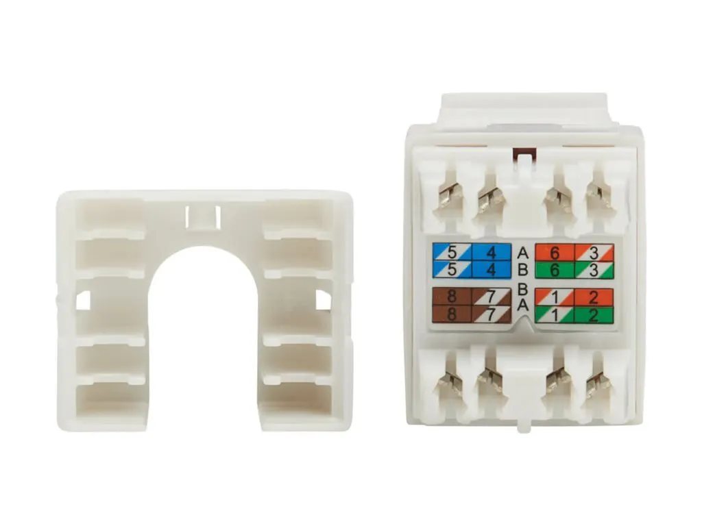 Eaton Tripp Lite Series Cat6 Keystone Jacks, 10 Pack - 4PPoE Compliant, 110/Krone, 568A/B, RJ45 Ethernet, White, TAA - Modular N238-010-WH-6A
