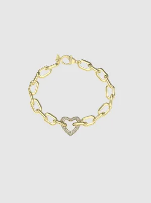Gold Heart Pave Heart Bracelet