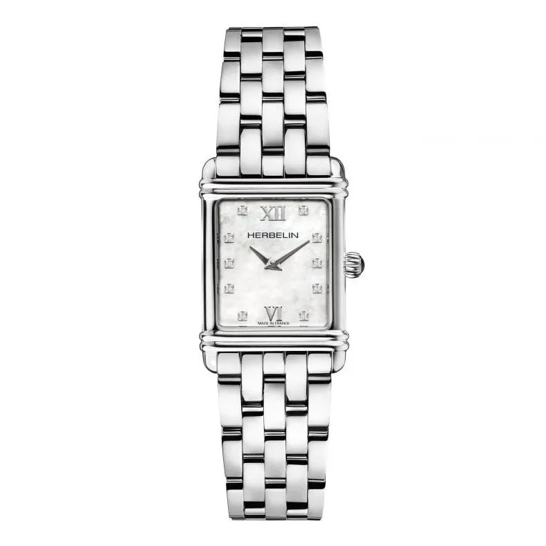 Herbelin Art Deco Ladies Mother of Pearl Zirconium Watch 17478B59