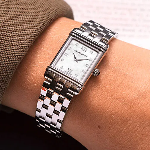Herbelin Art Deco Ladies Mother of Pearl Zirconium Watch 17478B59