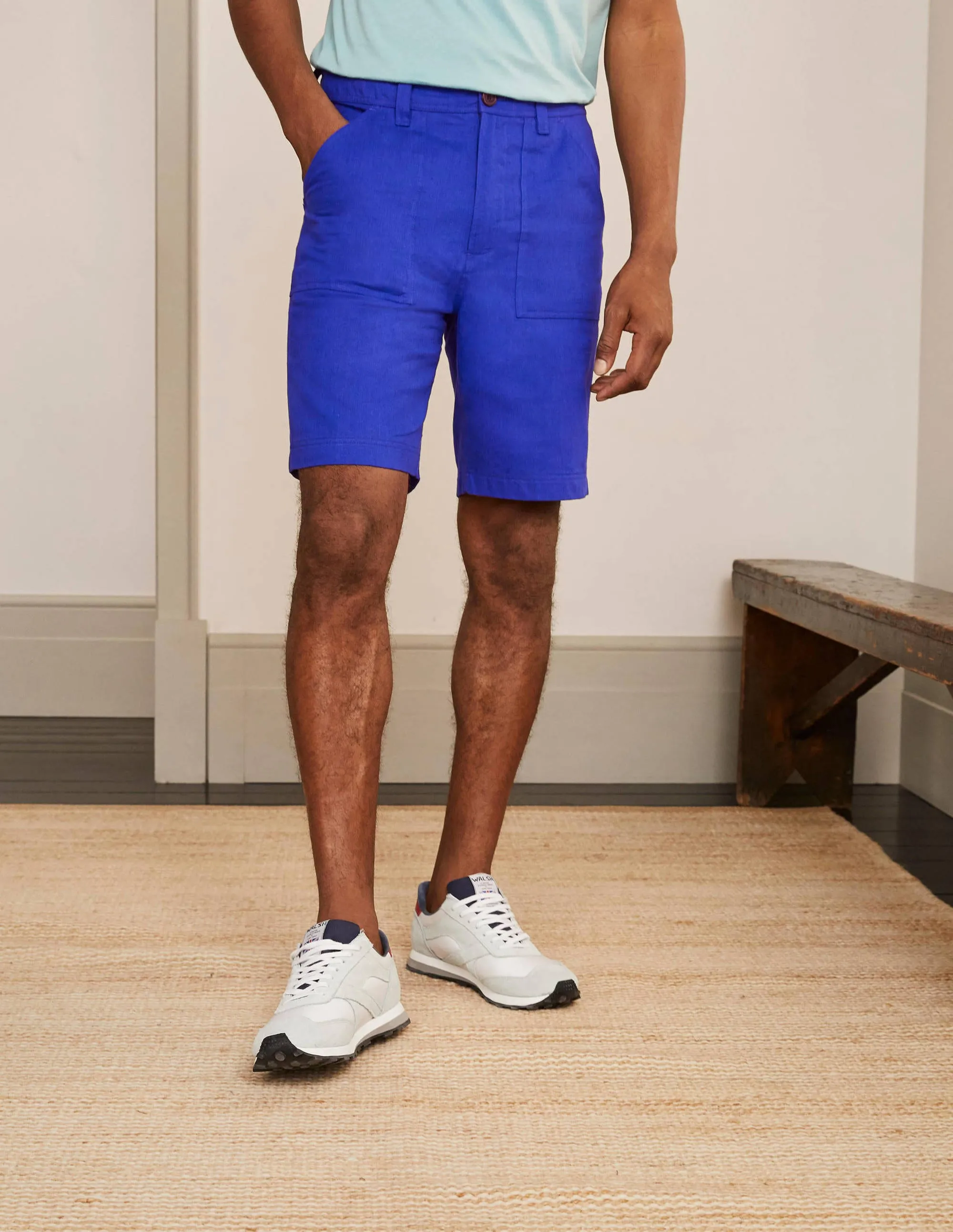 Linen Blend Easy Shorts-Regal Blue