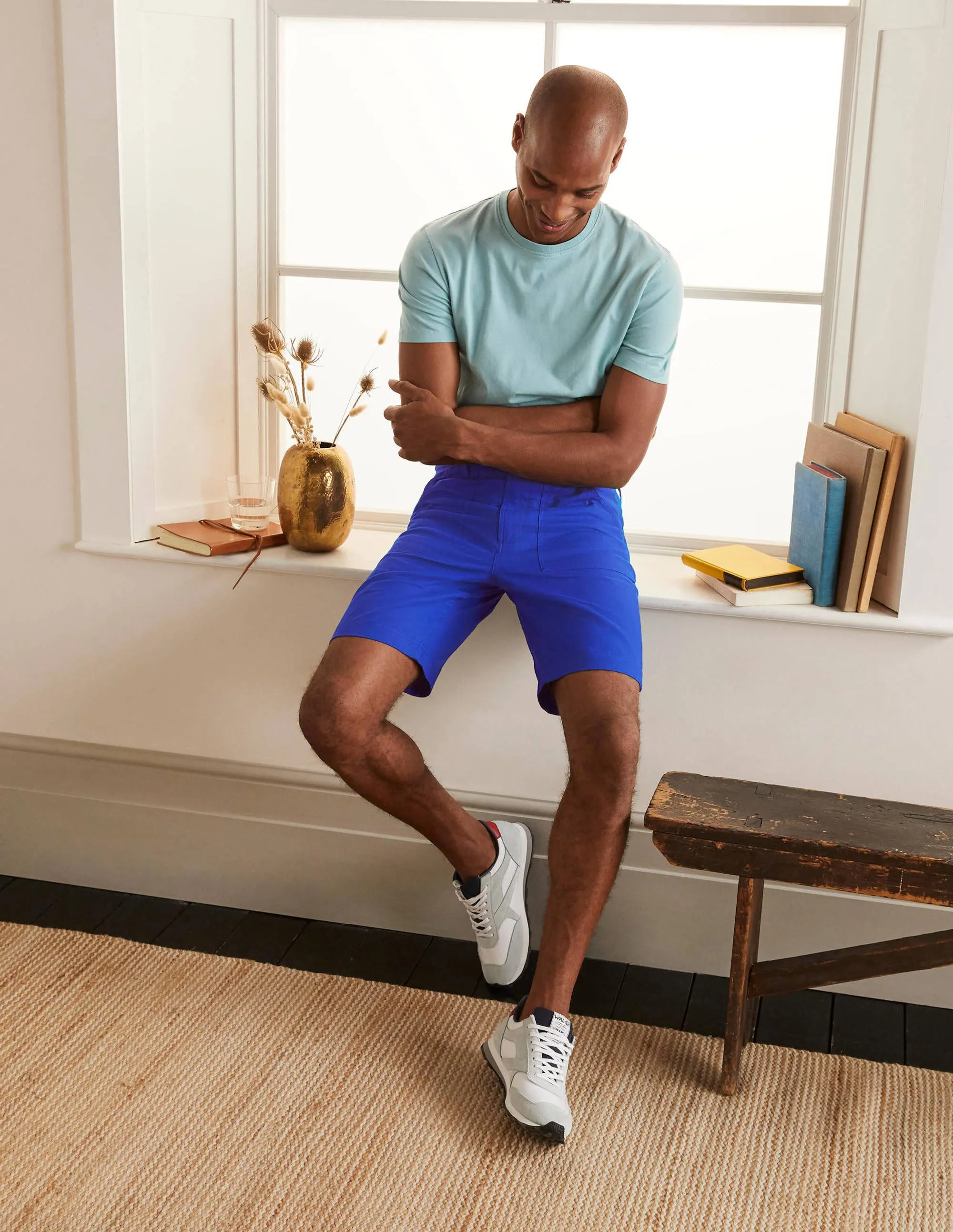 Linen Blend Easy Shorts-Regal Blue