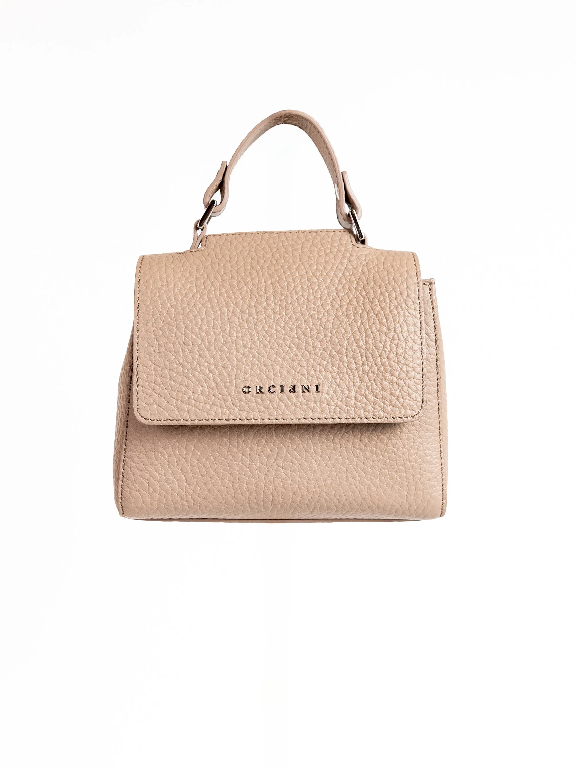 Mini Leather Handbag in Cameo