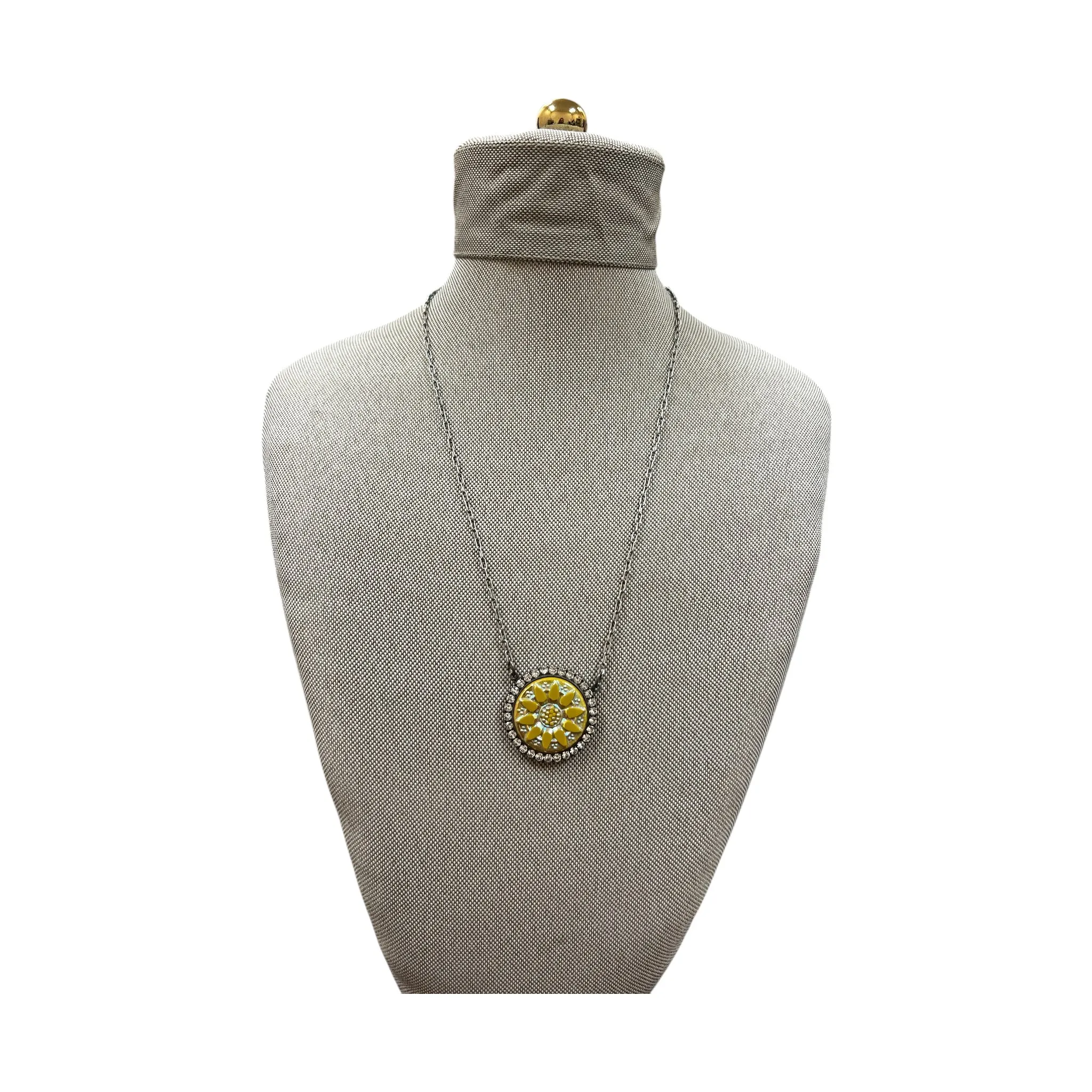 Necklace Pendant By Sabika In Silver & Yellow