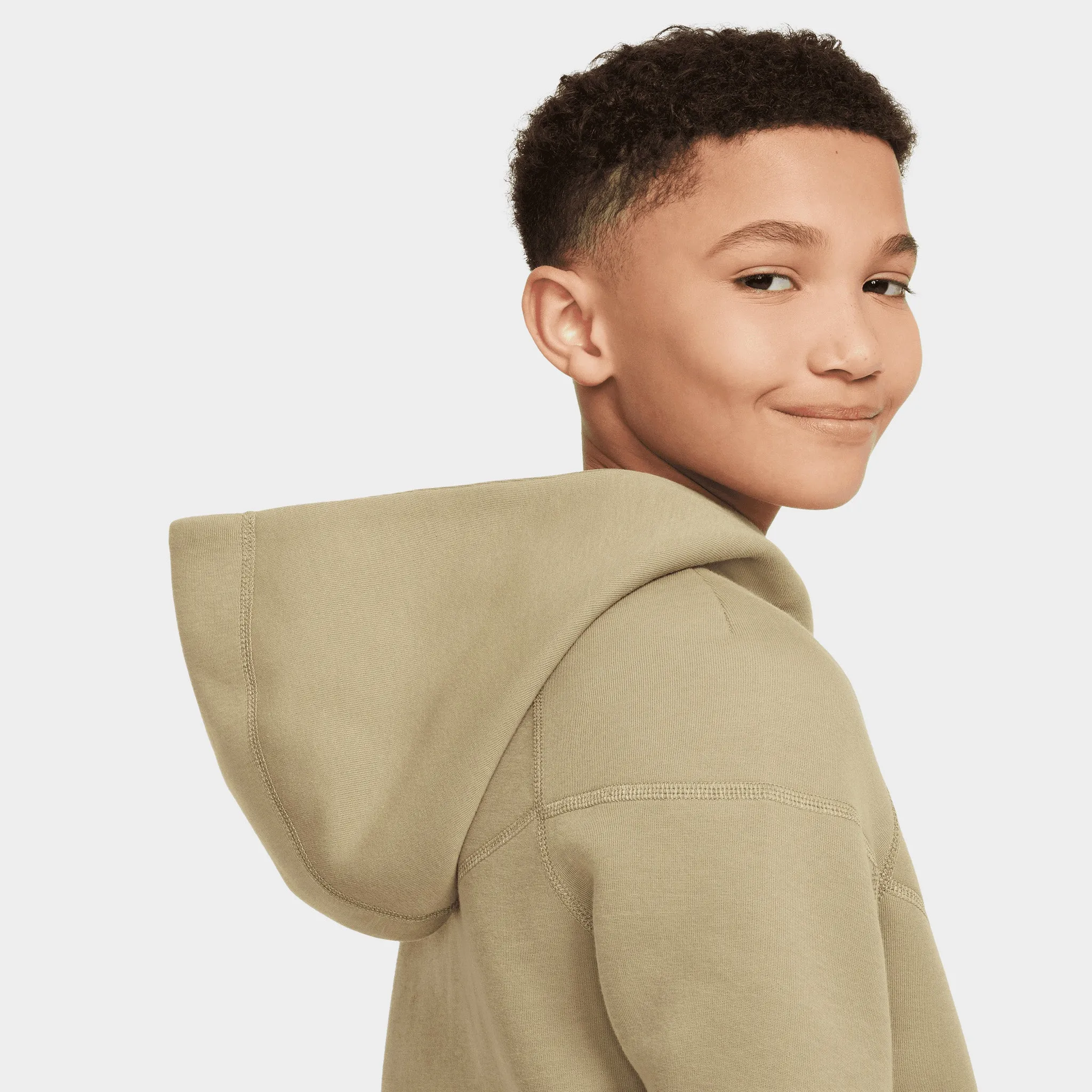 Nike Junior Boys' Tech Fleece Full-Zip Hoodie Neutral Olive / Black