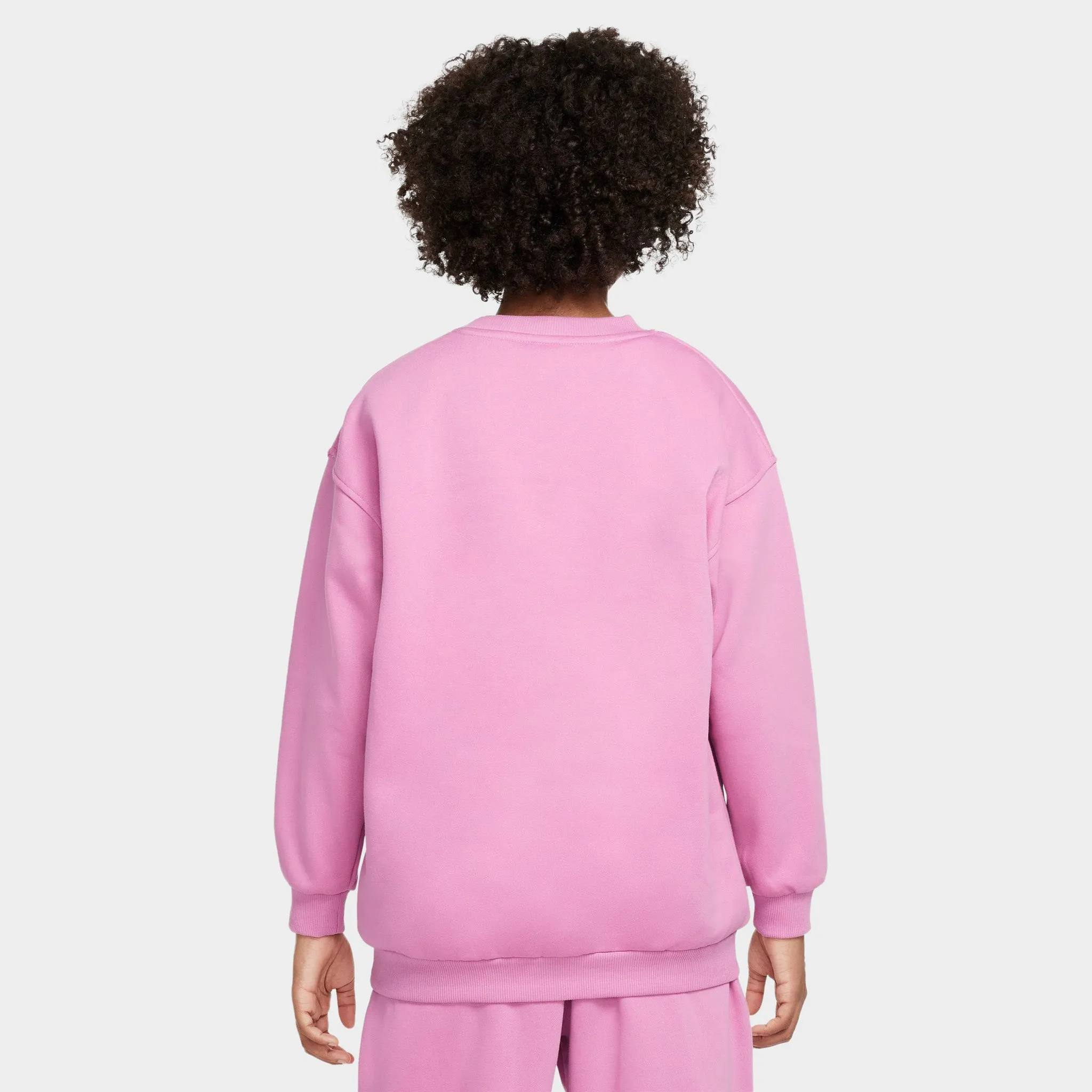 Nike Junior Girls' Club Fleece Oversized Crewneck Magic Flam