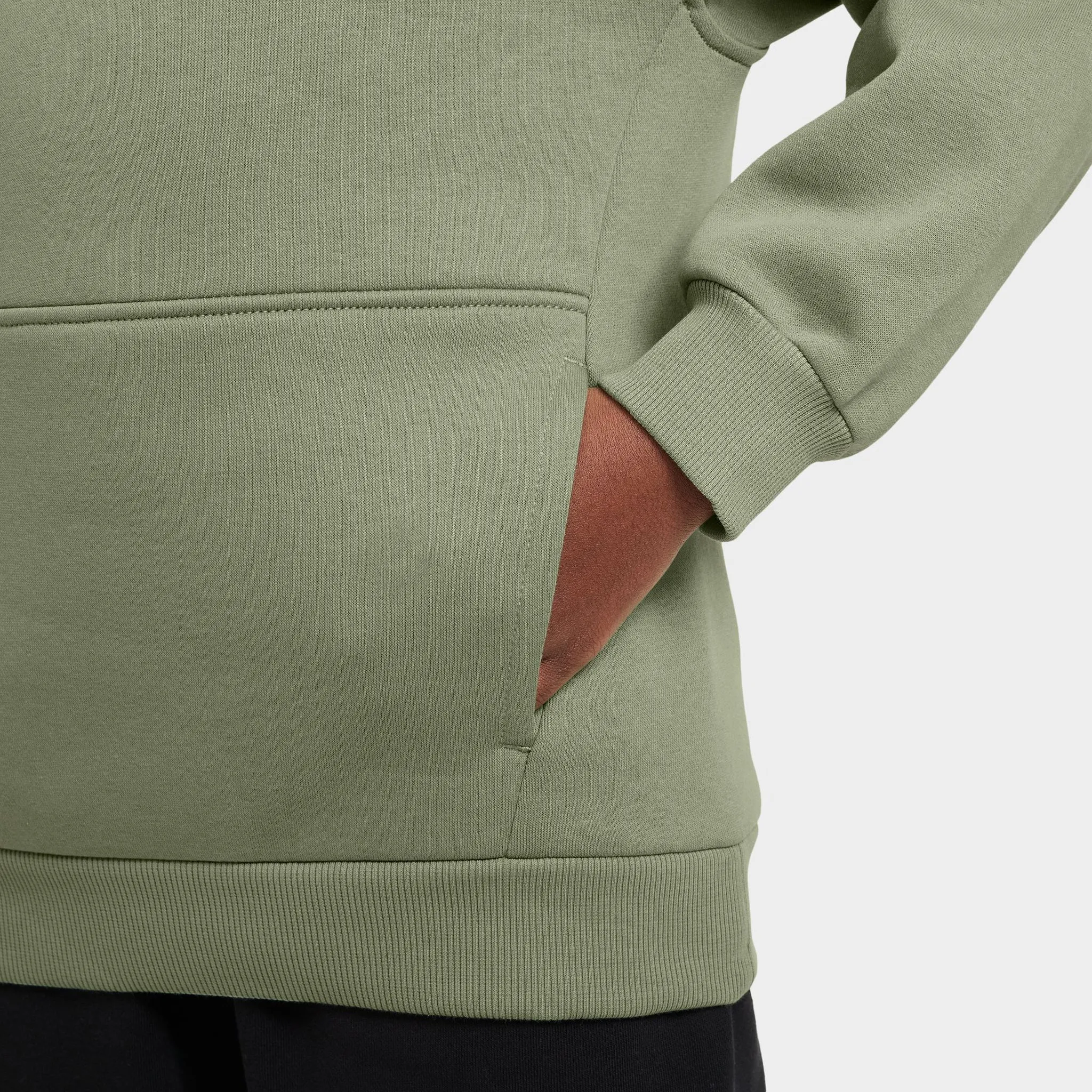 Nike Sportswear Juniors' Club Fleece Pullover Hoodie Oil Green / White