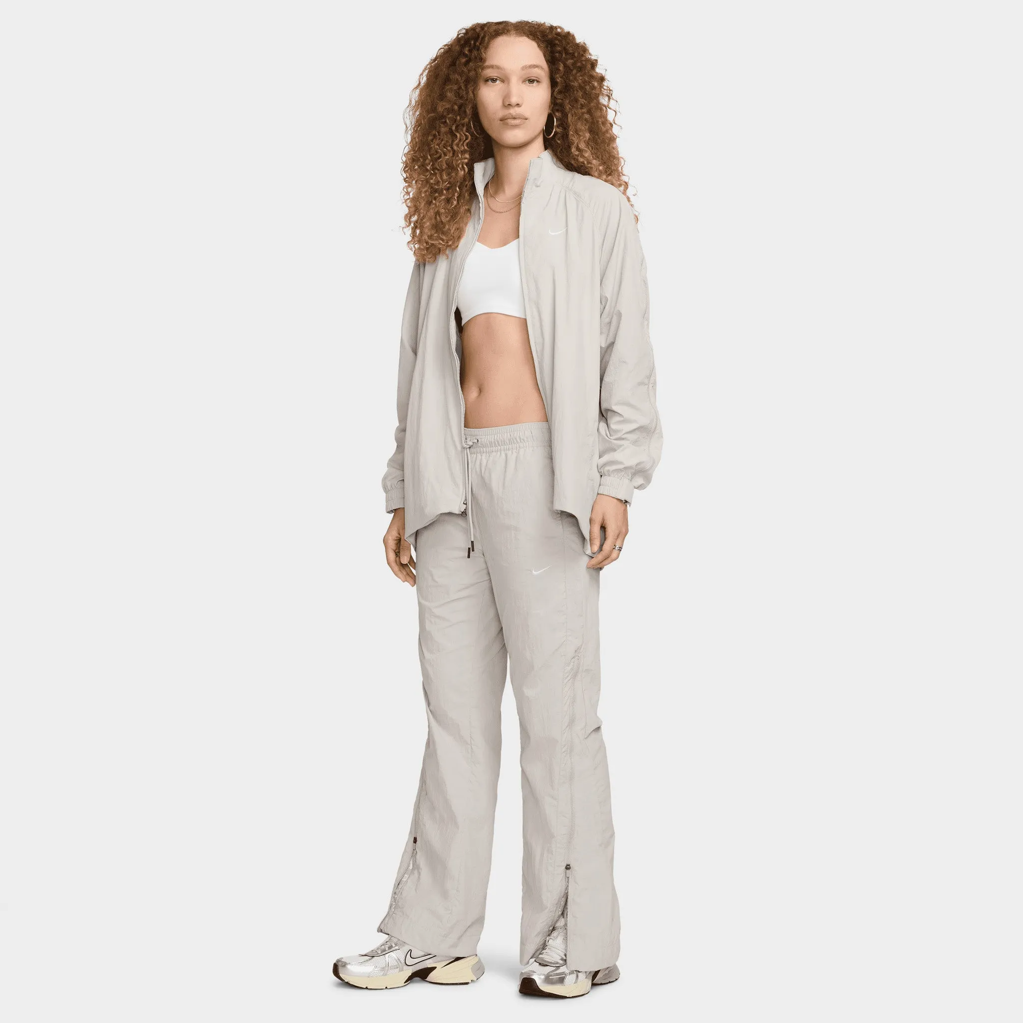 Nike Sportswear Women's Mid-Rise Repel Zip Pants Lt Iron Ore / White