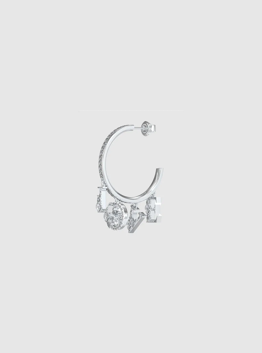 Silver Flowers Charms Hoop Earrings