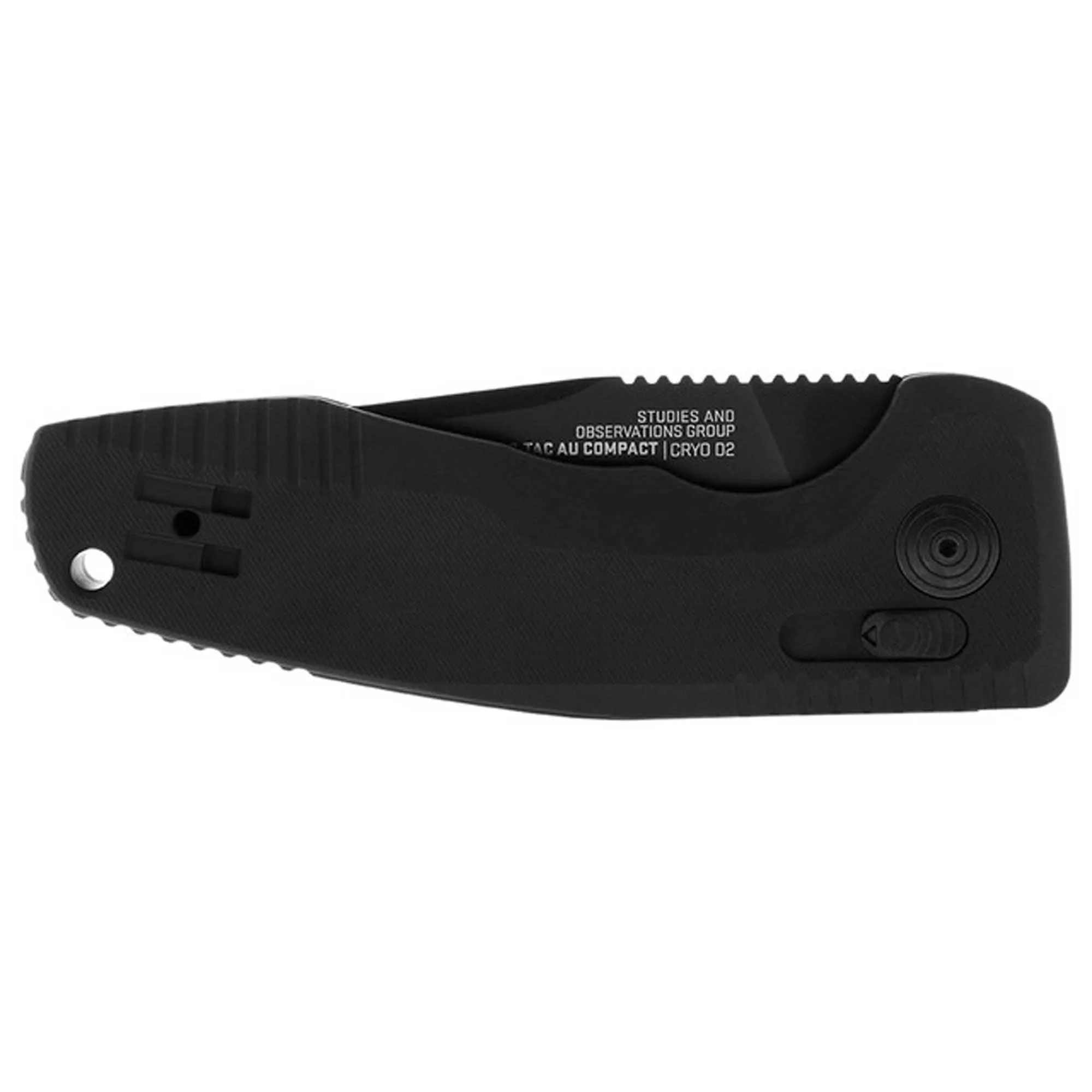 SOG Folding Knife - Tac AU Compact Black Drop Point Plain Edge Blade | 15-38-07-57