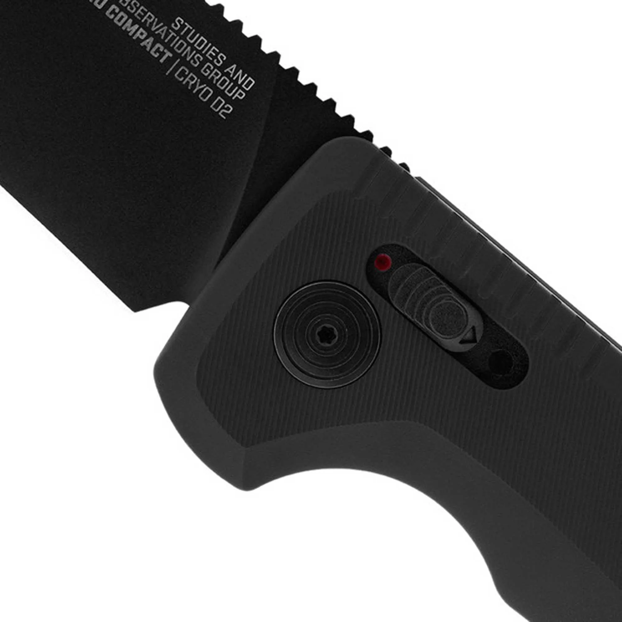 SOG Folding Knife - Tac AU Compact Black Drop Point Plain Edge Blade | 15-38-07-57