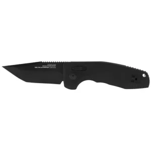 SOG Folding Knife - Tac AU Compact Black Tanto Plain Edge Steel Blade | 15-38-09-57