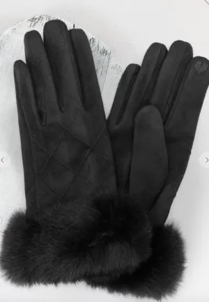 Sophie Fluffy Faux Fur Suede Gloves