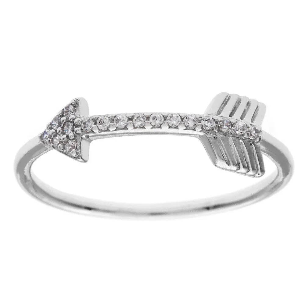 Sterling Silver CZ Arrow Ring - W-9858