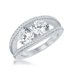 Sterling Silver Us2gether Two-Stone Double Band Ring - W-1696
