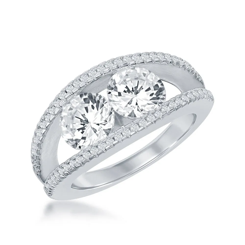 Sterling Silver Us2gether Two-Stone Double Band Ring - W-1696