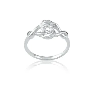 Sterling Silver White Topaz Interlocking Design Ring - W-9699