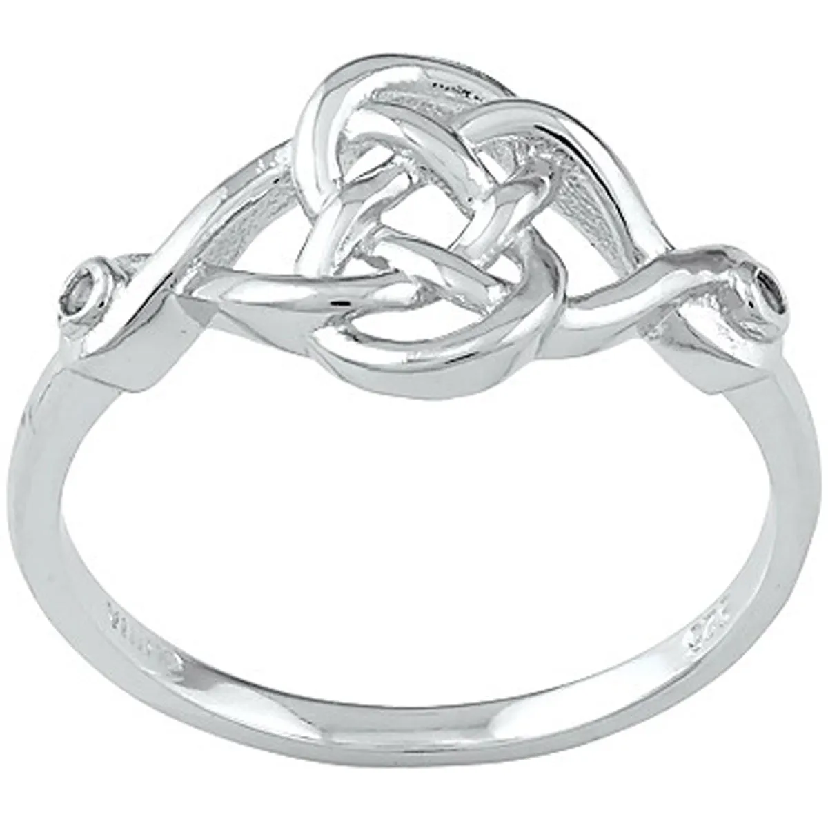 Sterling Silver White Topaz Interlocking Design Ring - W-9699