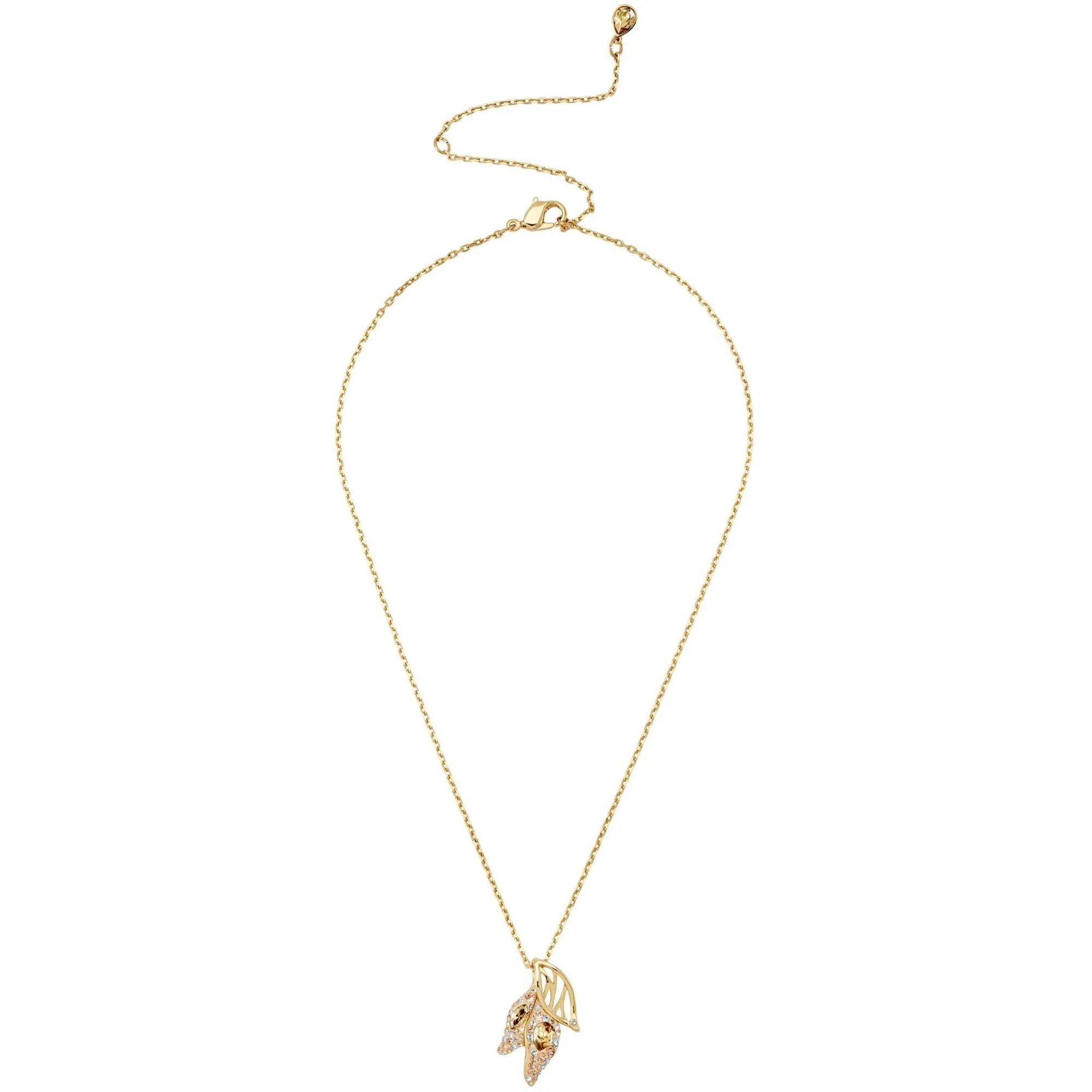 Swarovski Women's Pendant Necklace - Graceful Bloom Yellow Gold Tone Leaves | 5511813