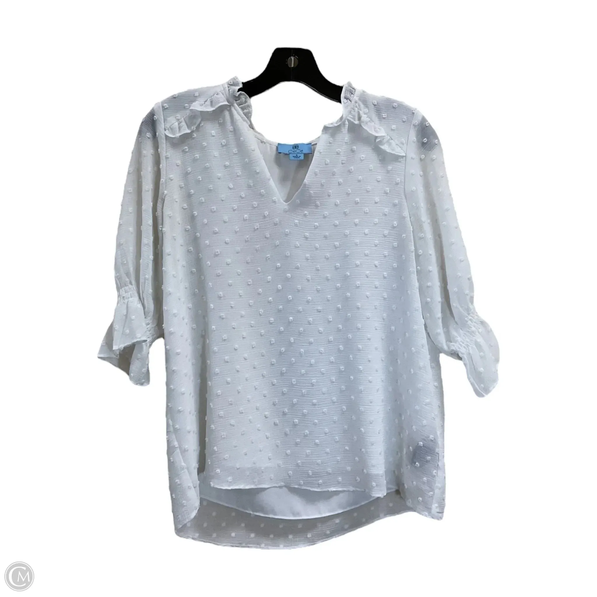 Top 3/4 Sleeve By Cece In White, Size: S