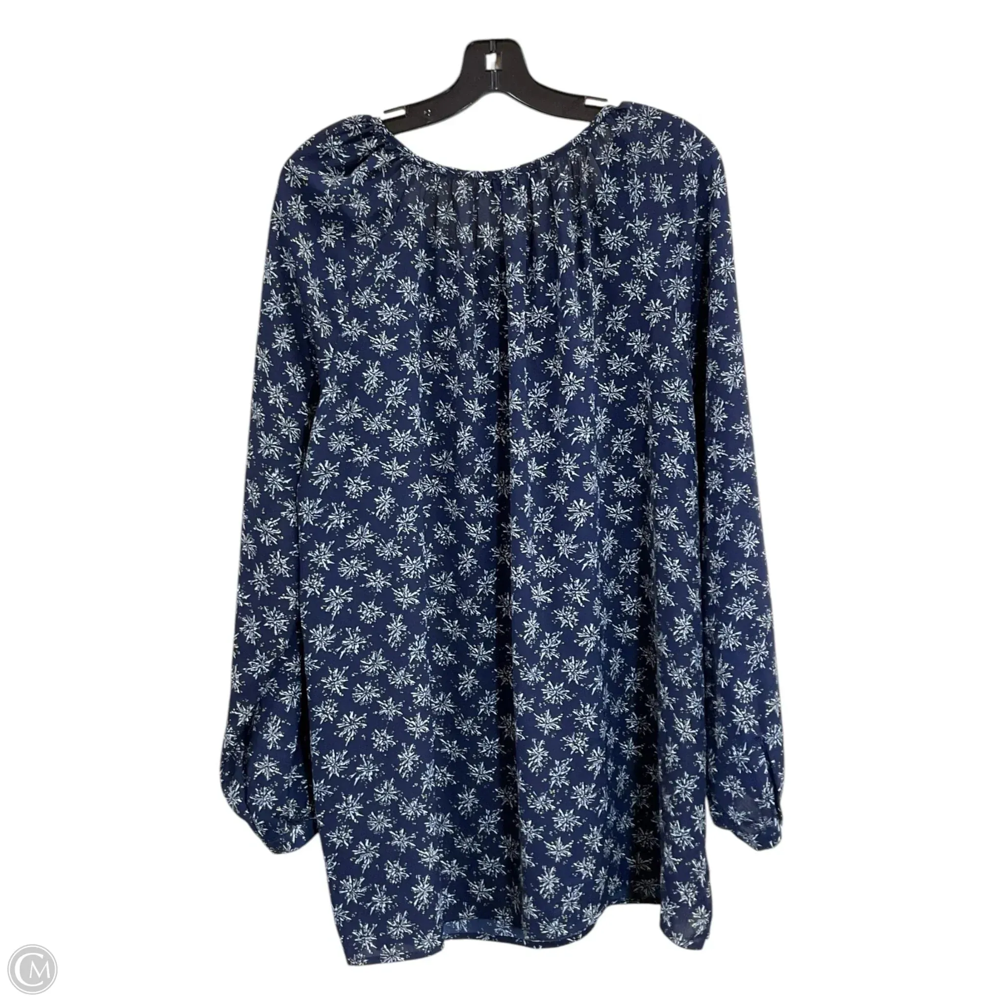 Top Long Sleeve By Suzanne Betro In Navy, Size: 1x