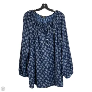 Top Long Sleeve By Suzanne Betro In Navy, Size: 1x