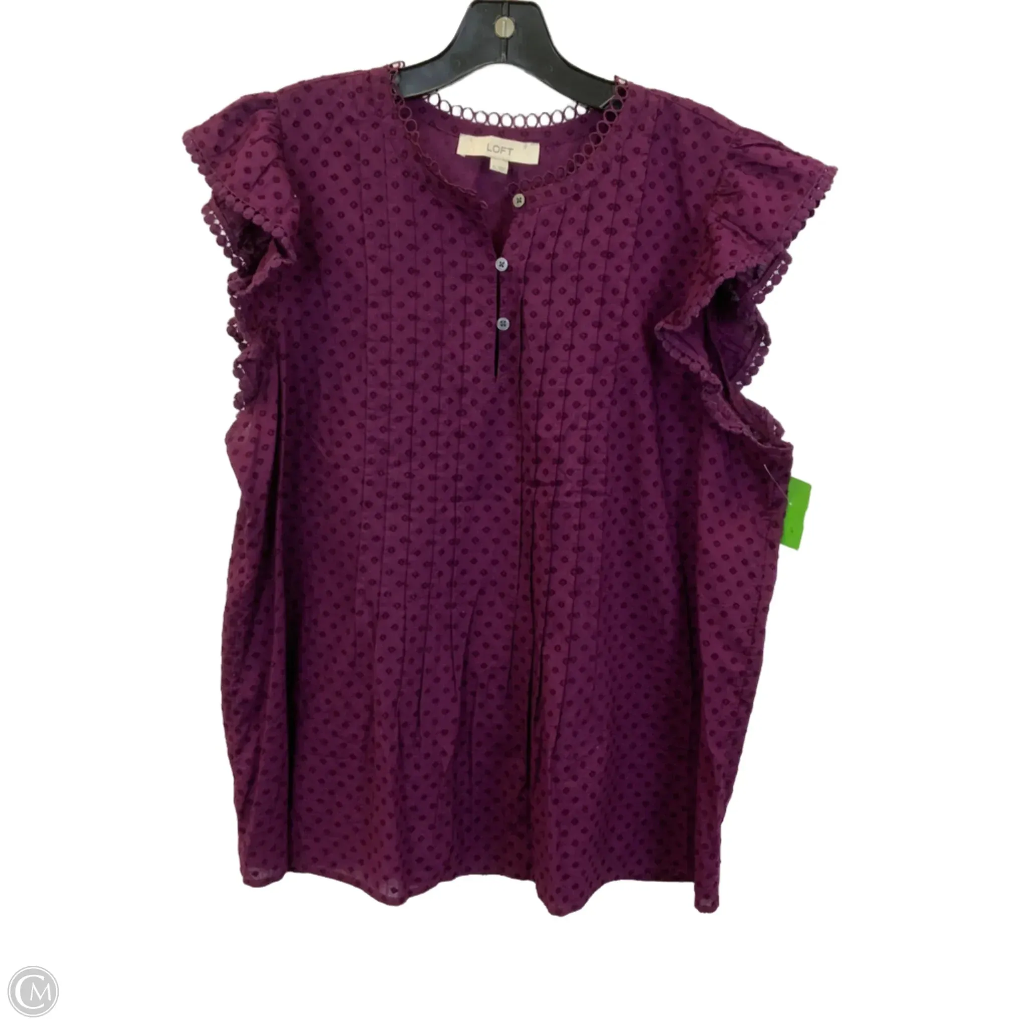 Top Sleeveless By Loft In Purple, Size: Xl