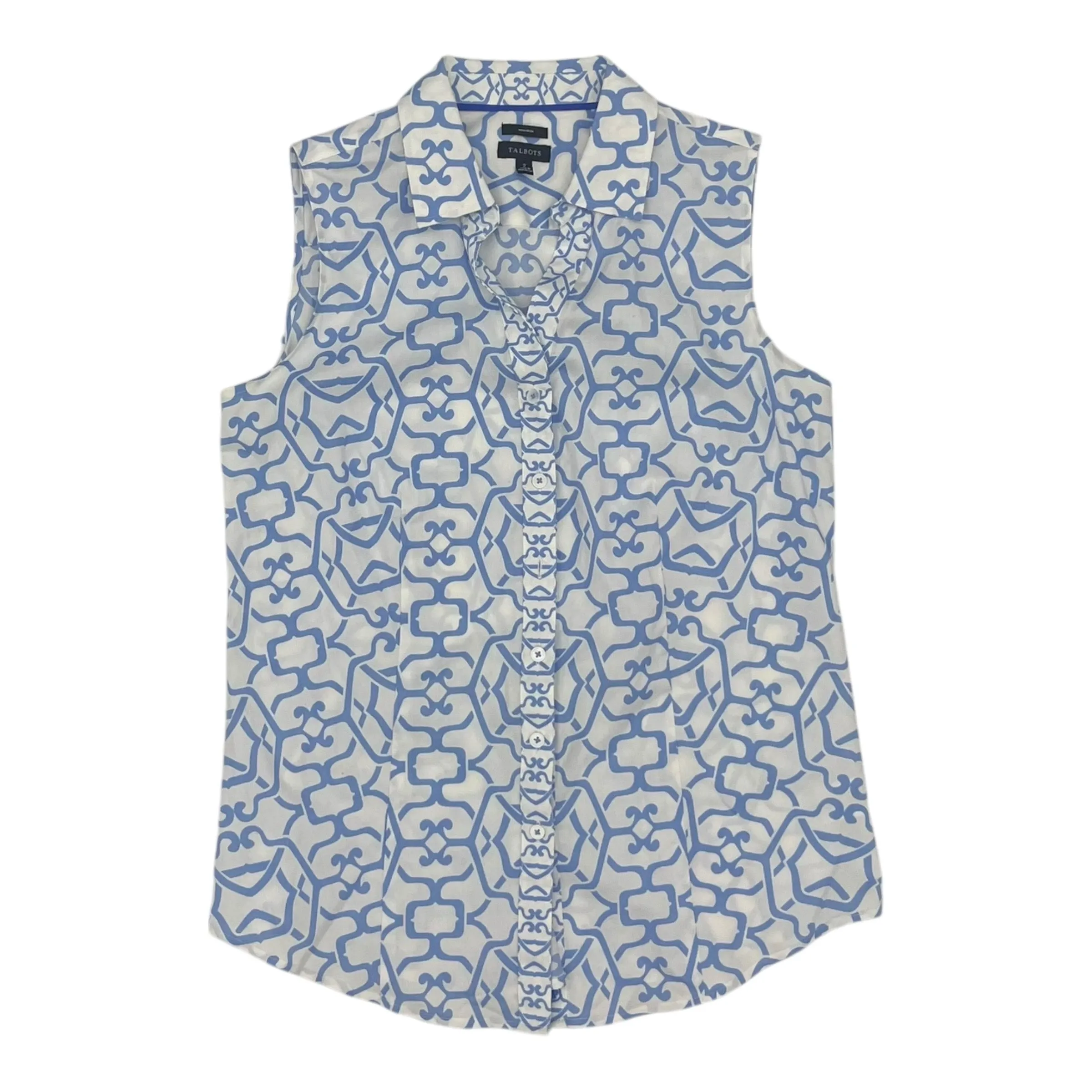 Top Sleeveless By Talbots In Blue & White, Size:Xs