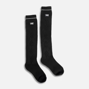 Women's Jacquard Knee Socks - Black