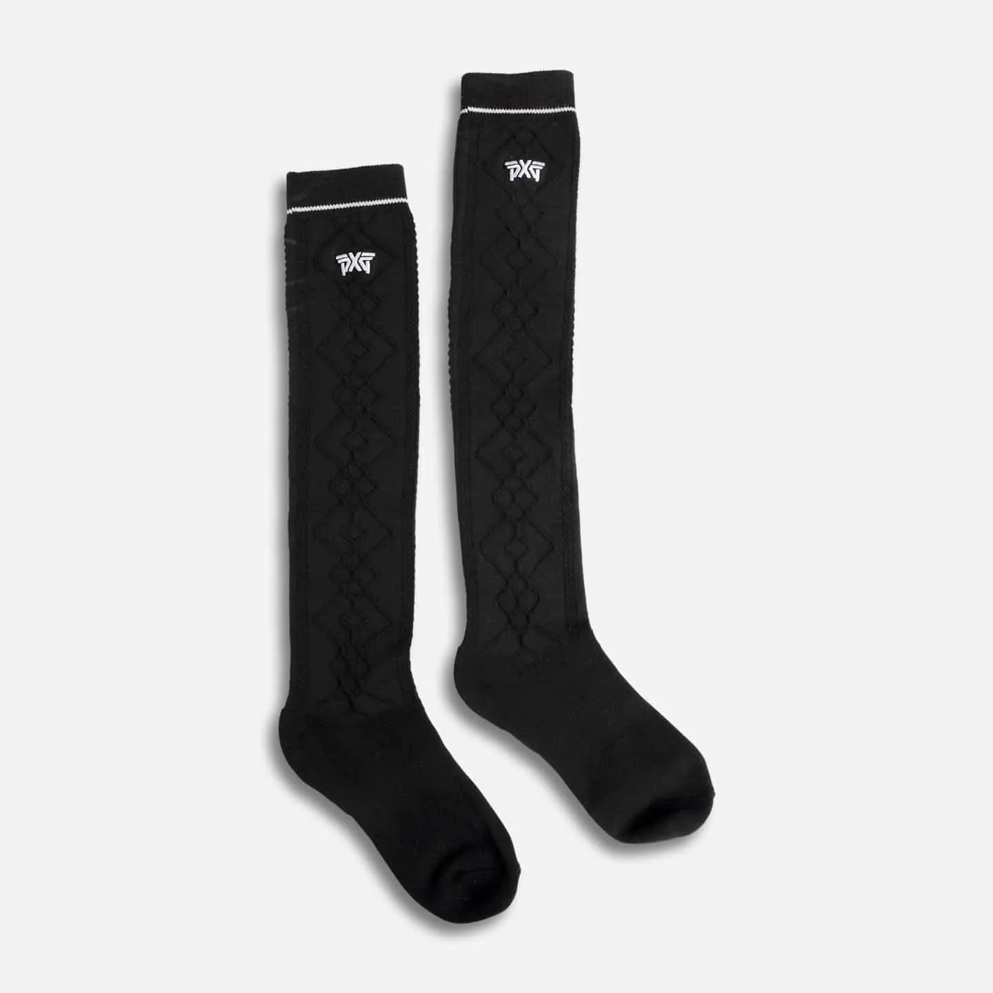 Women's Jacquard Knee Socks - Black