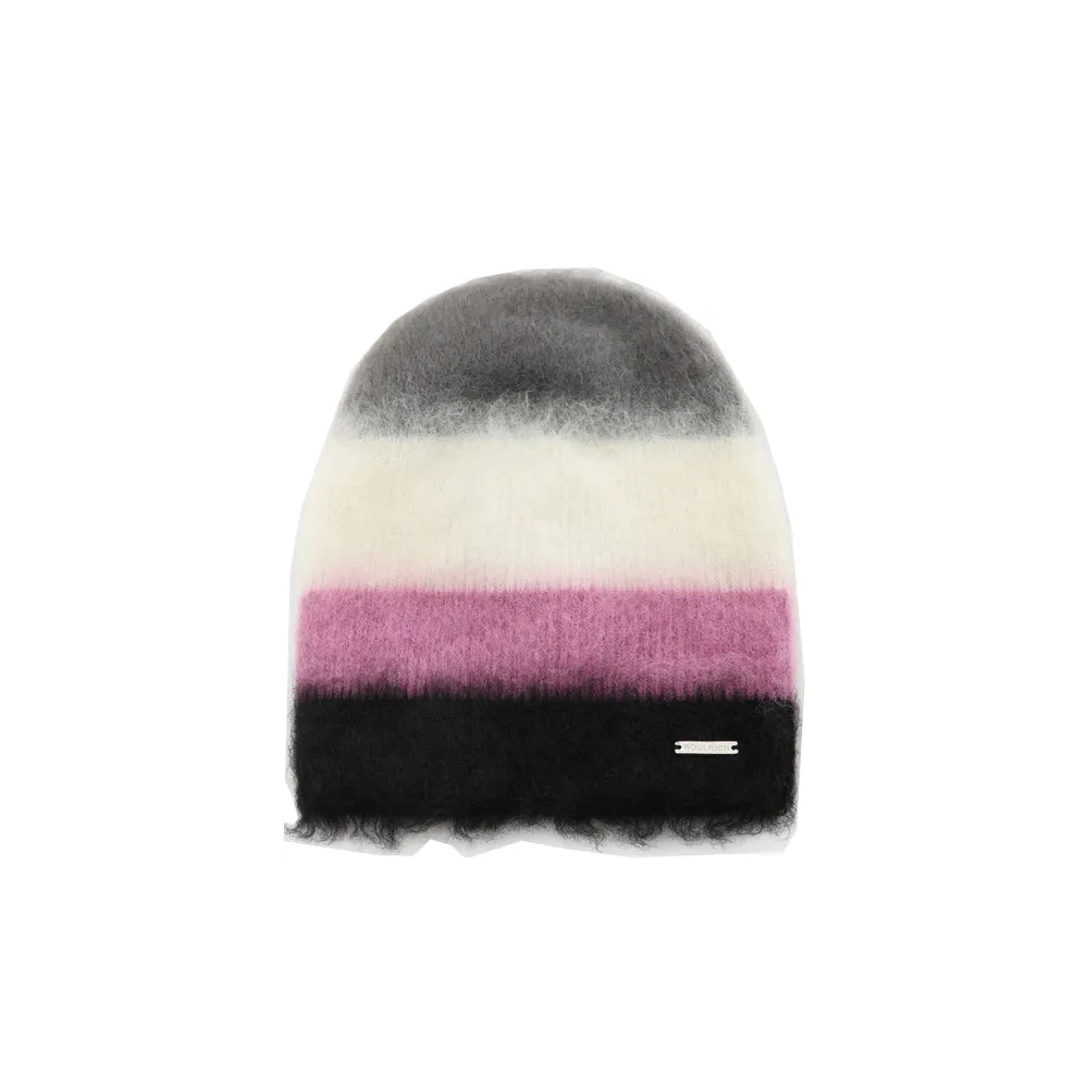 WOOL AND MOHAIR BLEND STRIPED HAT BLUEBERRY